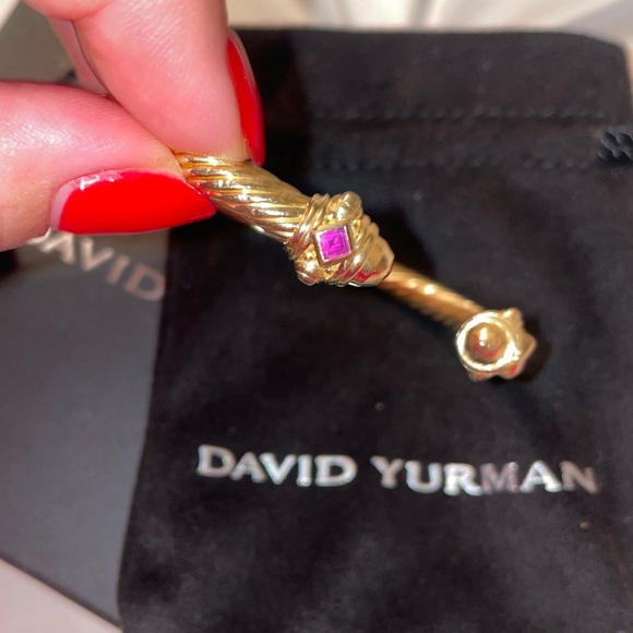 David Yurman Cable Bracelet Gold Ruby Cablespira 5mm - Picture 4 of 7